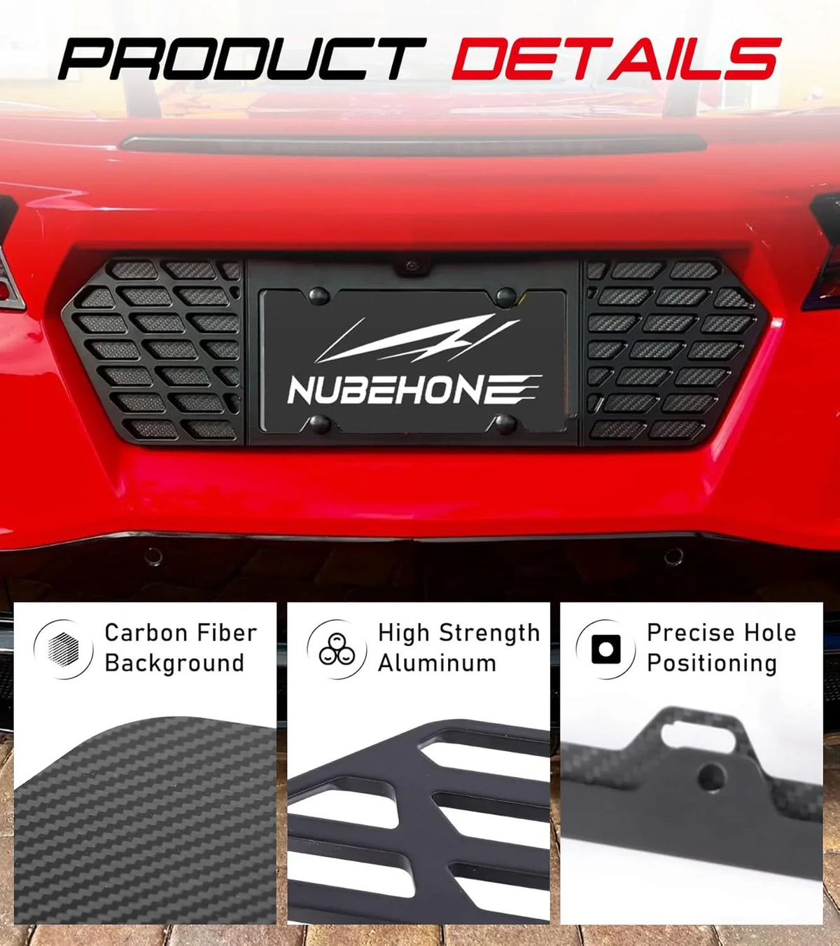 Bundled Items of C8 License Plate Frame and C8 High Wing Spoiler Fit for Corvette C8 2020-2025 Stingray Z51 2020-2025