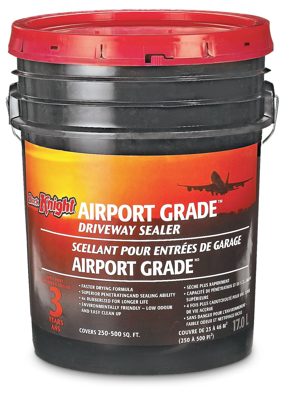 Black Knight Airport Grade 3-Year Asphalt Driveway Sealer, 250-500-sq. ft Coverage, 17-L