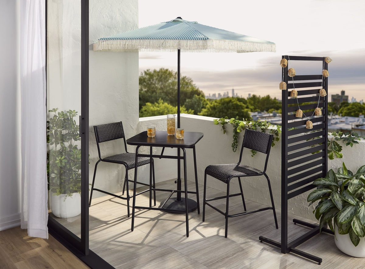 CANVAS Kensington Outdoor Patio High Dining Set with Stone Table Top, Black, 3-pc