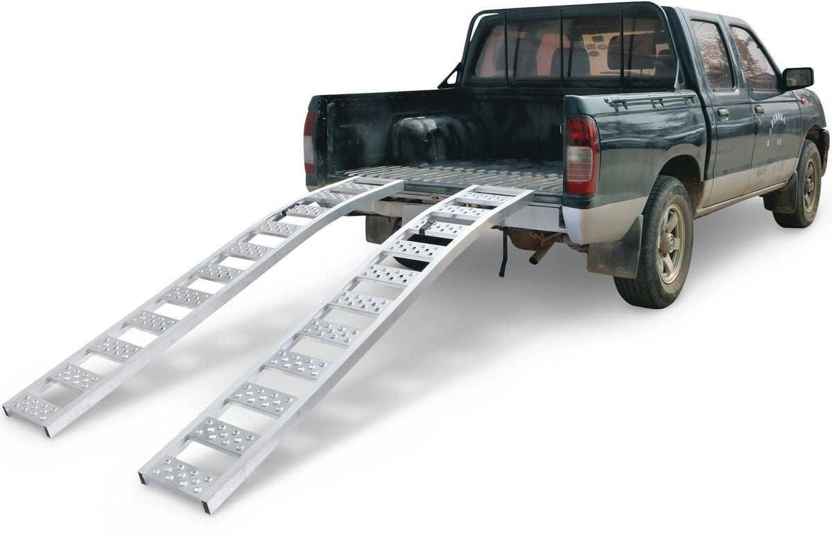 CargoMaster Aluminum Arched Loading Ramps Pair with Adjustable Straps, 90 x 12-in, 2-pc