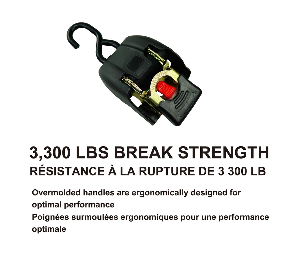 MotoMaster 3,300-lb Retractable Transom Tie Down Strap, 2-in x 43-in, 2-pk