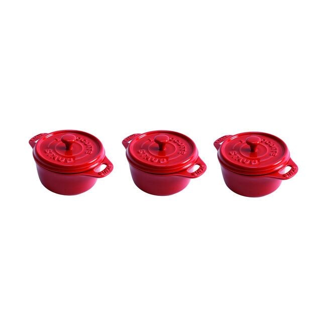Staub 3 piece Cocotte Set Cherry
