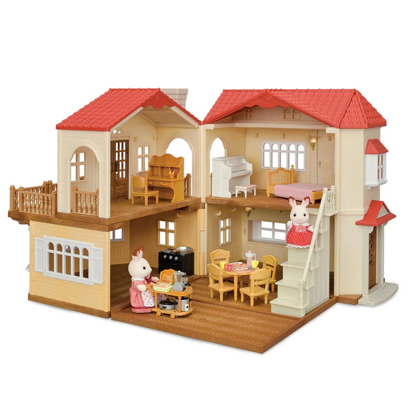 Calico Critters Red Roof Country Home, Dollhouse Playset with Figures, Furniture and Accessories M3