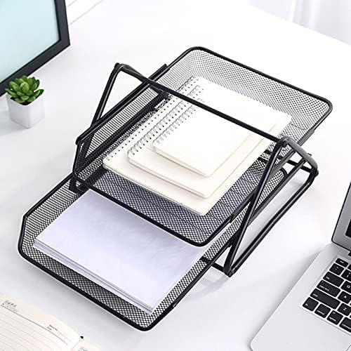 Metal Mesh 2 Tier Document Letter Tray Desk Organizer File Holder Magazine Notebook Organizer Office Supplies