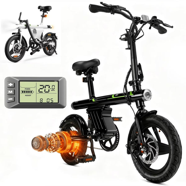 14 in Electric Bike for Adults,500W Folding E-Bike,Electric Commuter Mini Bikes,Electric Bicycles with 36V Removable Battery,Black L5