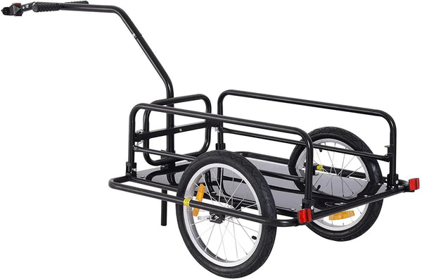 Foldable Bike Cargo Trailer, 80lbs Capacity, 16′′ Wheels, Black, with Hitch H9