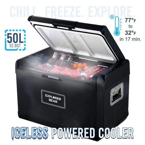 12V Car Fridge 50L 12/24V DC 110-240V AC Portable Freezer Compressor Cooler 0 H-50 H 3-Year Warranty W4