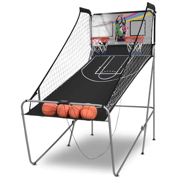 Foldable Indoor Basketball Arcade Game with 4 Balls Electronic Double Shot LED Scoring System for Kids Adults Q8