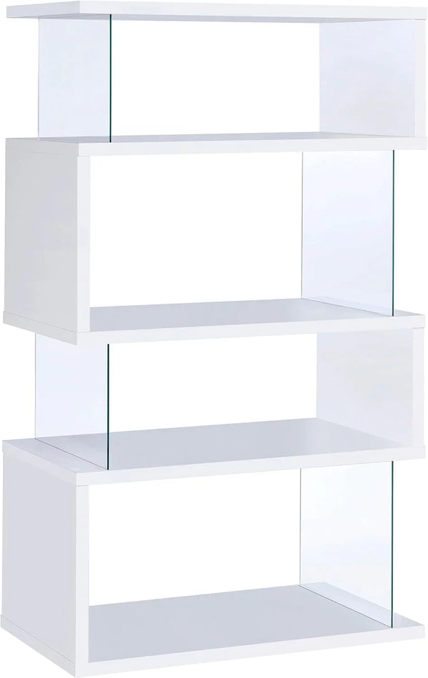 Home products company Amelier 63-inch 4-layer glass panel bookshelf in brown pine color I4