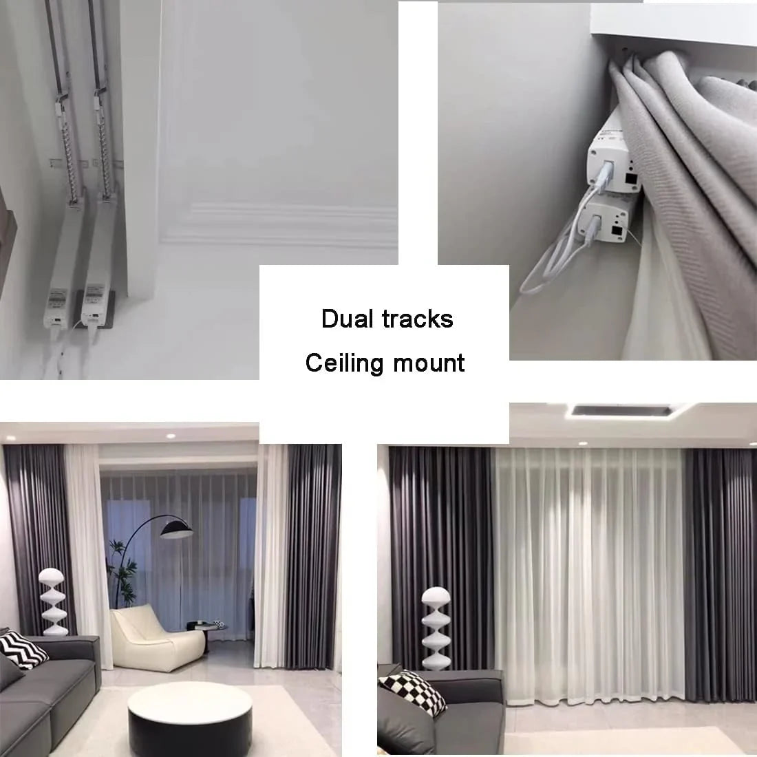 Electric Smart Curtains System, Automatic Curtain Opener, Motorized Curtains Rod with Remote, Compatible with Alexa/Google Home/Tuya App (Up to 204inches)
