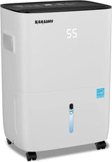 80-gallon Energy Star dehumidifier for basement, family bedrooms, large rooms (with a maximum area of up to 5200 square feet), equipped with drainage pipes and water tank
