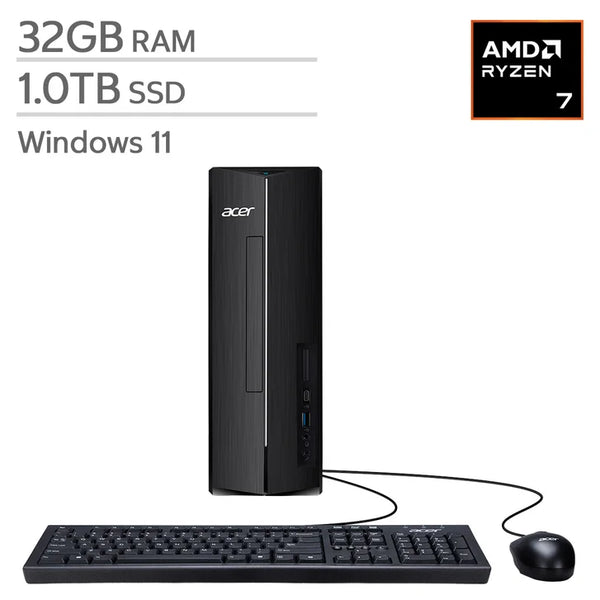 Acer Aspire Slim Desktop, AMD Ryzen 7 7730U - 32GB RAM, 1TB SSD E6