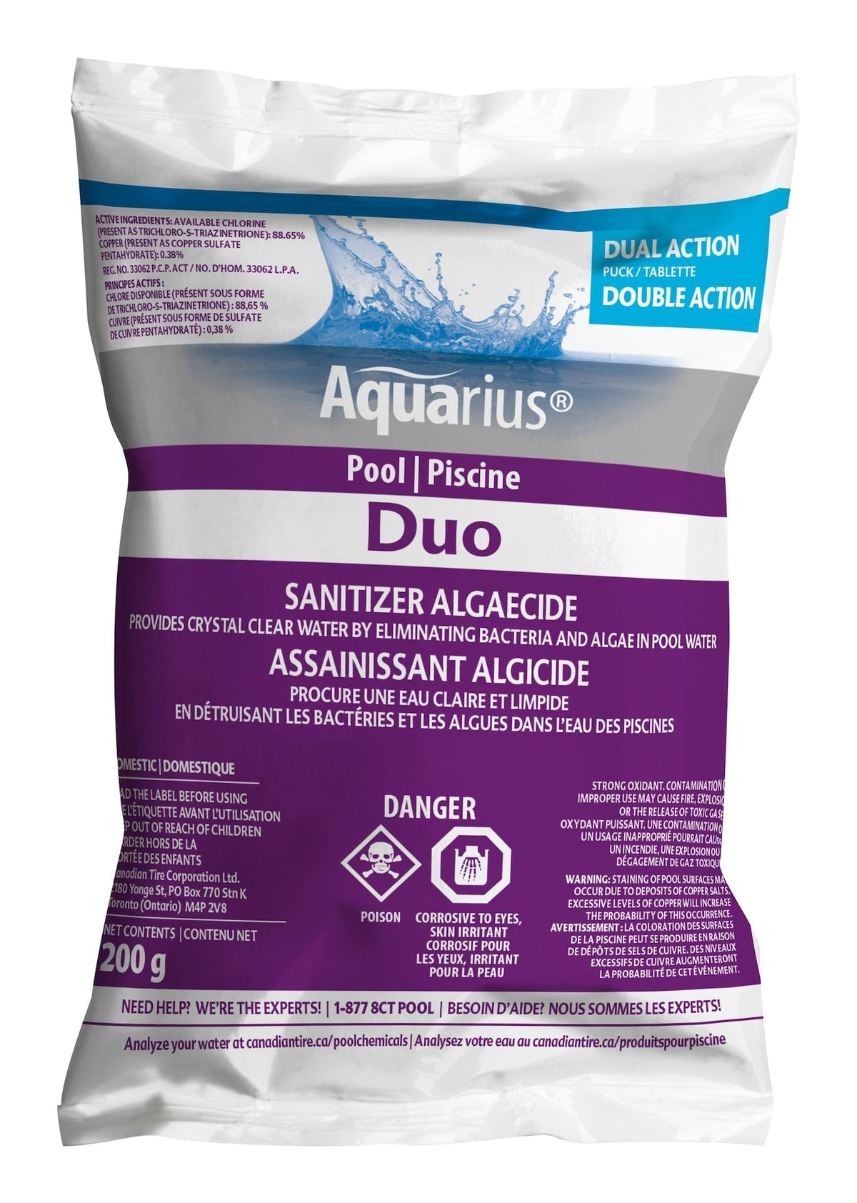 Aquarius Duo Pool Sanitizer & Algaecide, 200-g