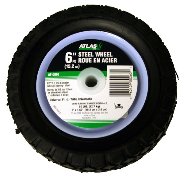 Atlas Steel Lawn Mower Wheel with Ball Bearings, 6-in x 1.5-in X0