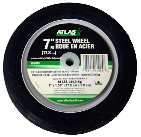 Atlas Steel Lawn Mower Wheel with Ball Bearings, 7-in x 1.5-in Q8