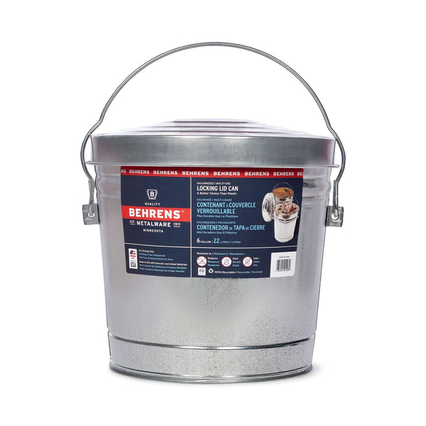 Behrens Galvanized Steel Multi-Use/Garbage Can with Locking Lid, 22-L (6 US gal) M8