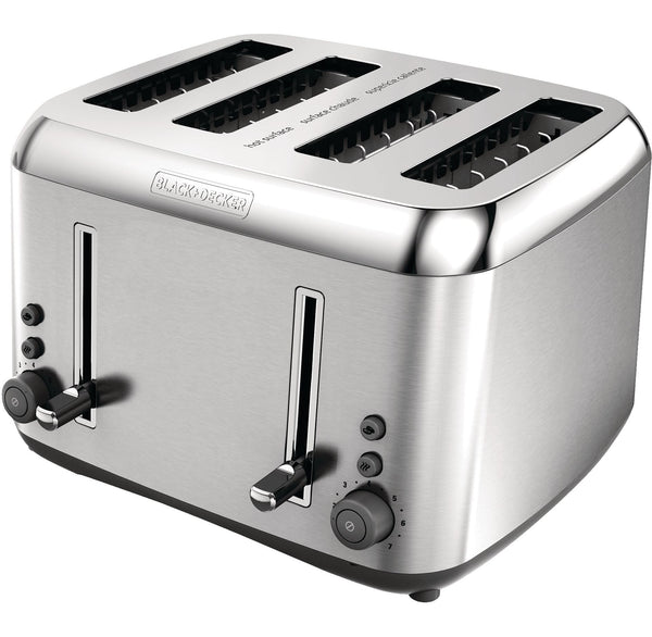 Black & Decker Toaster Kitchen Tools Extra Wide with 7 Settings, Stainless Steel, 4-Slices W0