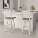 Brassex Alice Grey/White Swivel Counter/Bar Stool with Back Rest, 2-pc