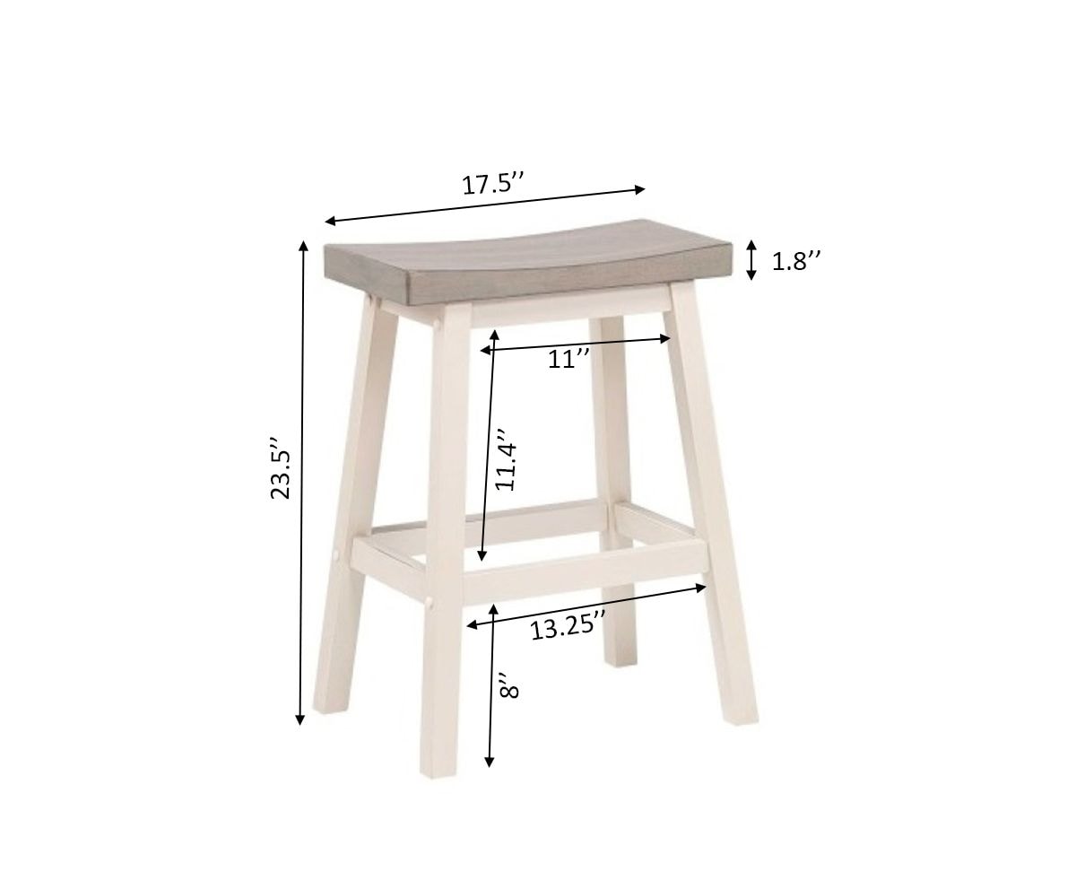 Brassex Asher Grey/White Backless Counter/Bar Stool, 2-pc