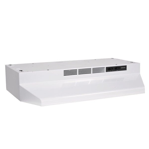 Broan BU2 Series 230CFM Under Cabinet Kitchen Exhaust Fan Range Hood, White, 24-in I7