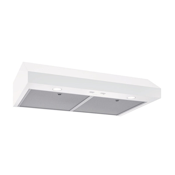 Broan Glacier1 350CFM Under Cabinet Kitchen Exhaust Fan Range Hood, White, 30-in E0