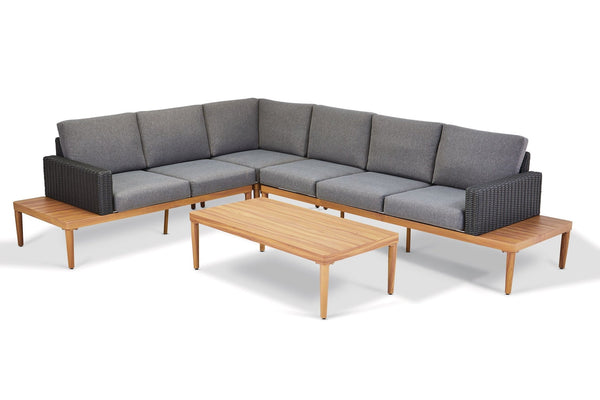 CANVAS Edenvale Aluminum Frame & Wicker Faux Wood Finish Outdoor/Patio Sectional Set, 4-pc W3