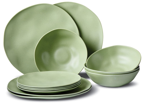 CANVAS Everyday Dinnerware Set, BPA-Free, Sage Green, 12-pk O6