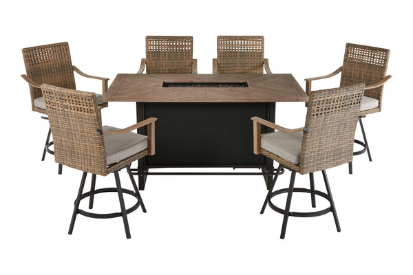 CANVAS Granville Fire Outdoor Dining Set with Water/Stain/Fade-Resistant Cushions, 7-pc B7