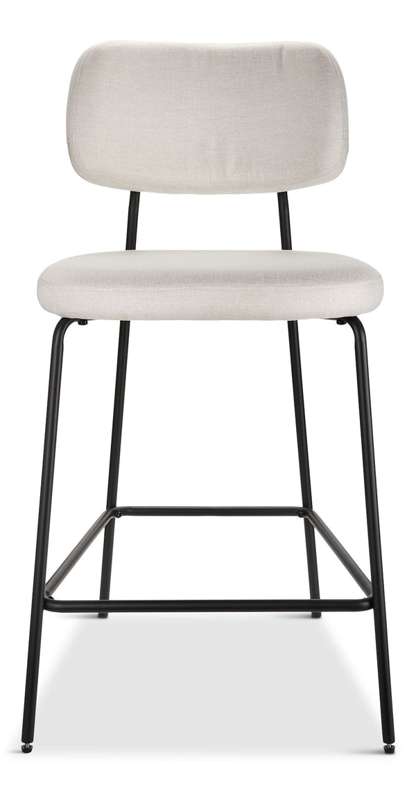 Canvas Kase Upholstered Counter Stool with Back Rest, Off-white/Light Grey T9