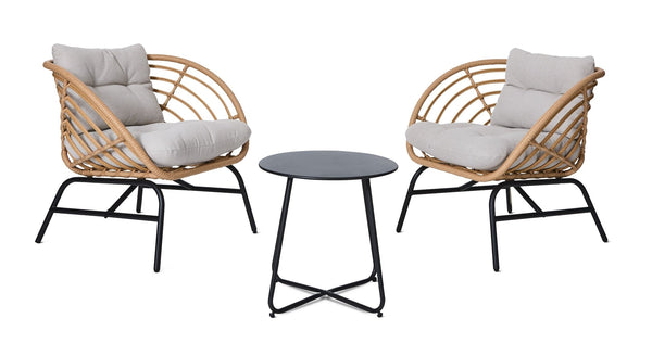 CANVAS Leslieville Outdoor Patio Chat Set with Tufted Cushions, Brown, 3-pc R3