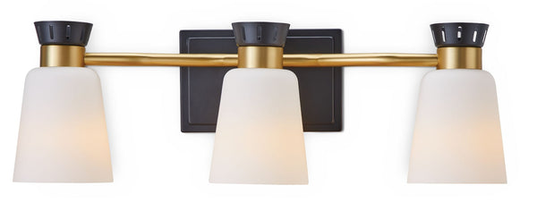 Canvas Springwater 3-Light Vanity with Opal Glass, Black S9