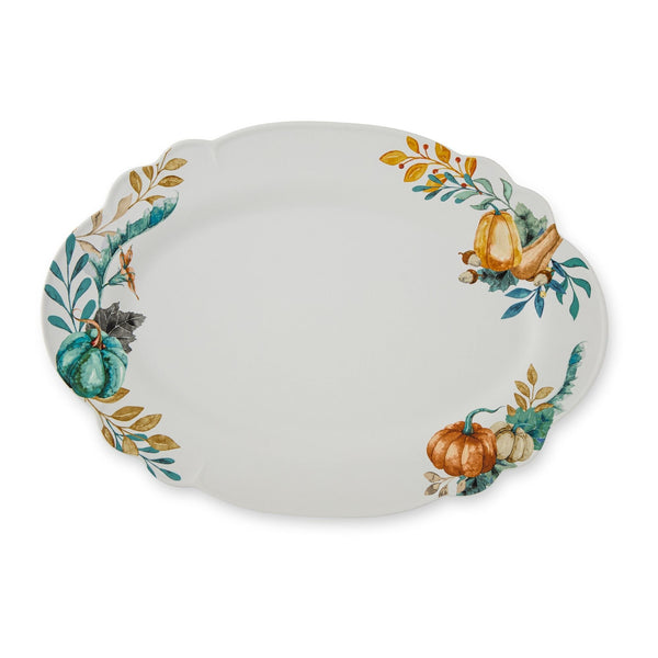 Core Home Dishwasher Safe Stoneware Harvest Oval Platter X3
