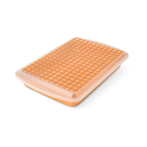 Core Kitchen Gingham Metal Pan with Lid and Cutter E9