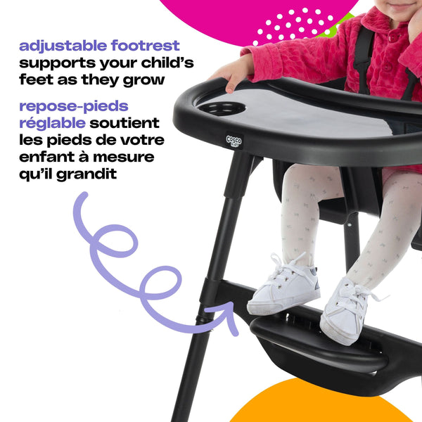 Cosco Black Canteen High Chair with Adjustable Footrest H2