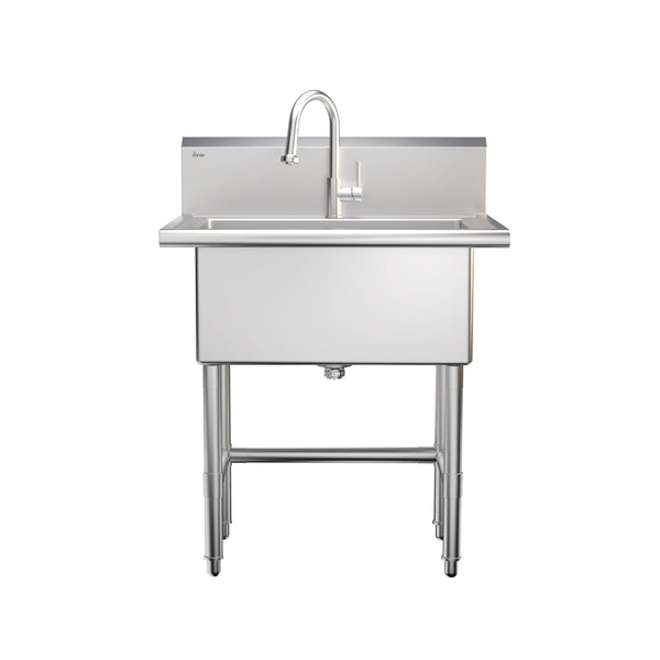 Danze Single Deep Bowl Stainless Steel Utility Sink with Pull-Down Faucet & Strainer, 30-in S6