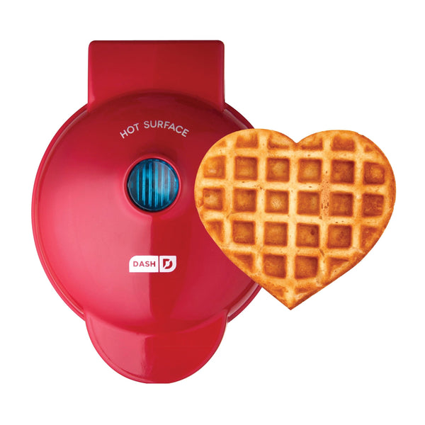 Dash Heart Compact Mini, Non-Stick Waffle Maker, Red H2