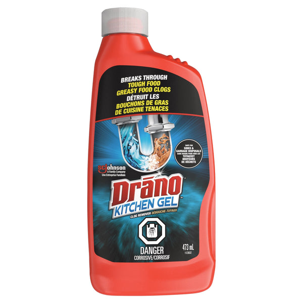 Drano Kitchen Gel Drain Clog Remover & Cleaner, 473mL O8