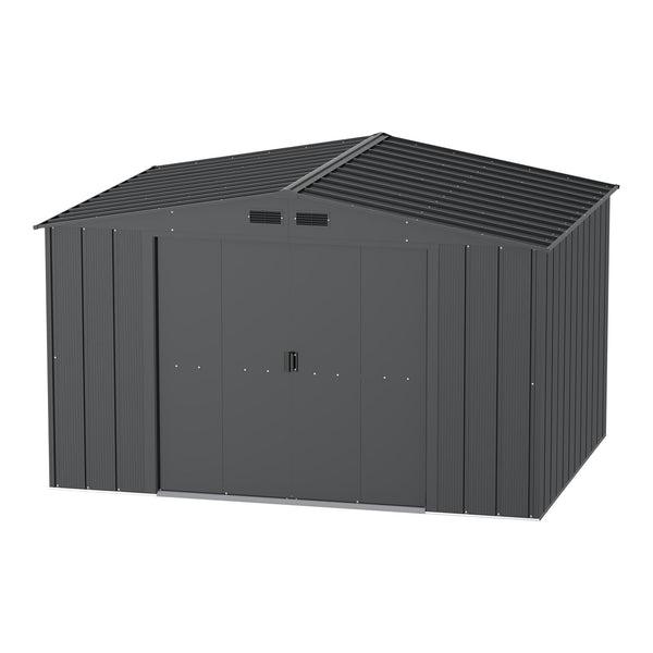 Duramax Metal Outdoor Storage Shed with Steel Frame, Dark Grey, 10-1/2-ft x 8-ft S5