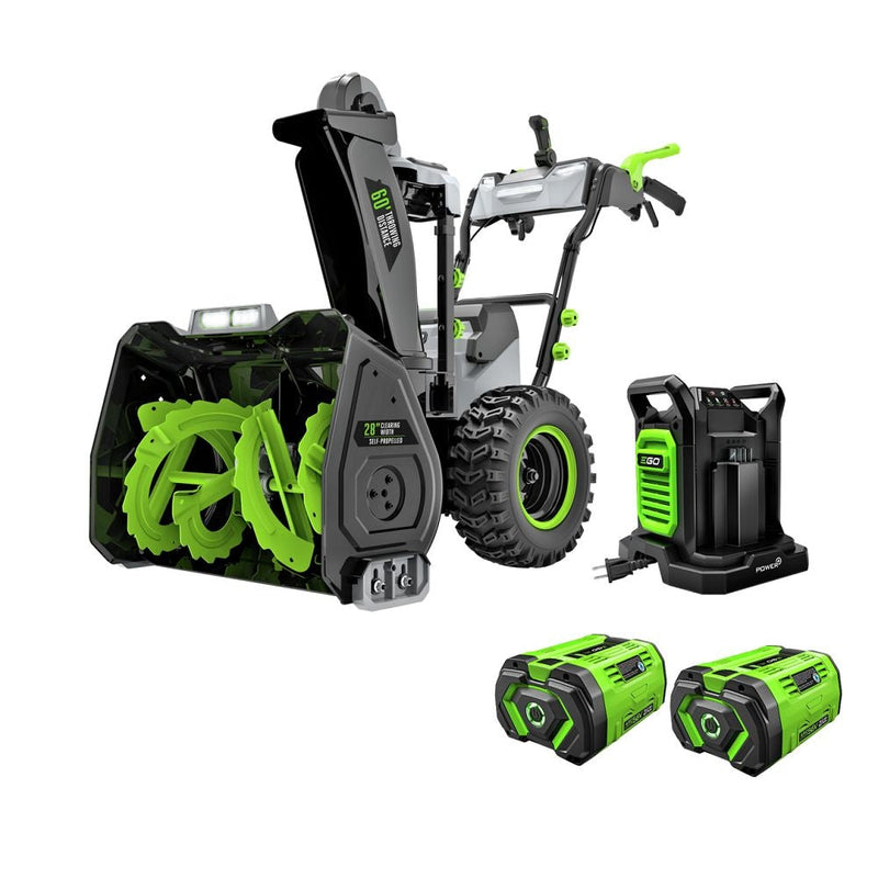 EGO POWER+ 56V Brushless Cordless 28-in Self-Propelled 2-Stage Peak Power Snowblower with (2)12.0Ah Batteries and Dual Port Charger E5