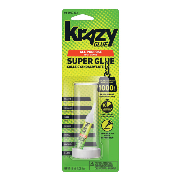 Elmer's Instant Krazy Glue All-Purpose Adhesive, Bonds Rubber/Plastic/Metal/Ceramic, Clear, 2-mL X8