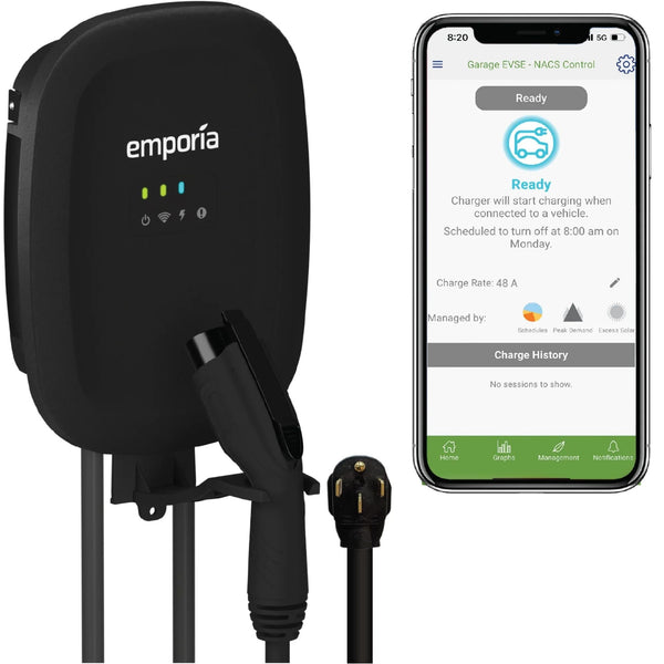 Emporia 40A Wi-Fi Level 2 NEMA 14-50 J1772 EV Charger R6
