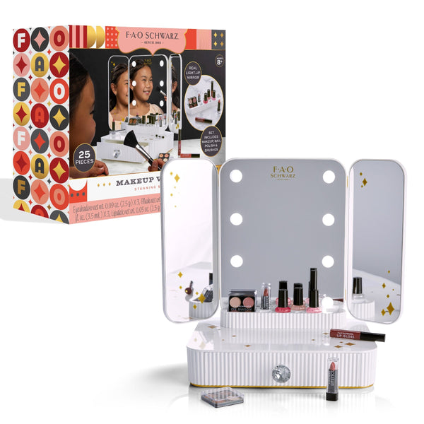 FAO Schwarz Girls Vanity Makeup Studio Low Profile, 24 Piece, White U6