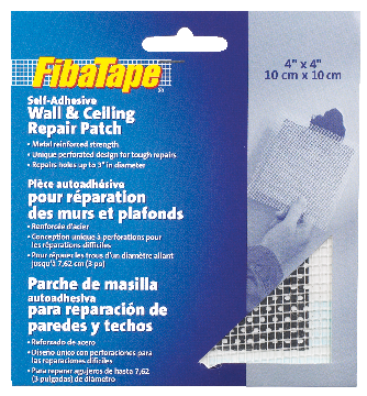 FibaTape Self-Adhesive Wall & Ceiling Hole Repair Patch For Drywall & Plaster, 4 x 4-in S6