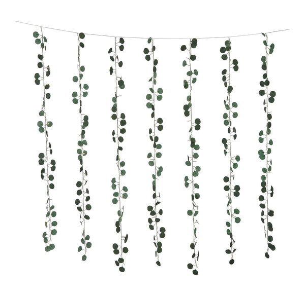 For Living Outdoor 12-Strand Warm White LED Curtain String Lights with Eucalyptus Leaves, 11.48-ft C4