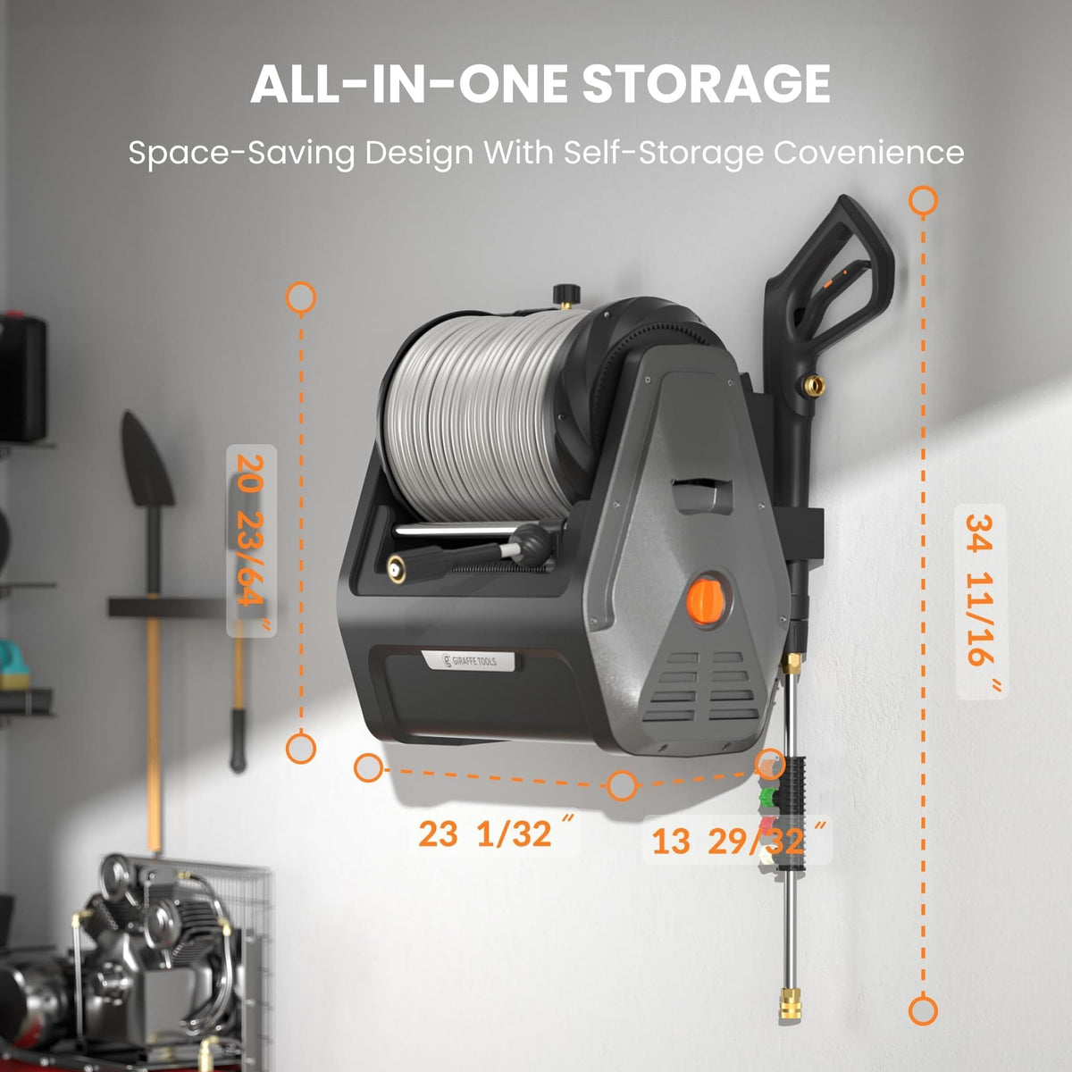 Grandfalls Pressure Washer 2100 PSI,with 100ft retractable soft hose