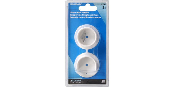 Hillman Closet Rod Holder, Mounting Hardware Included, White, 2-pc U2