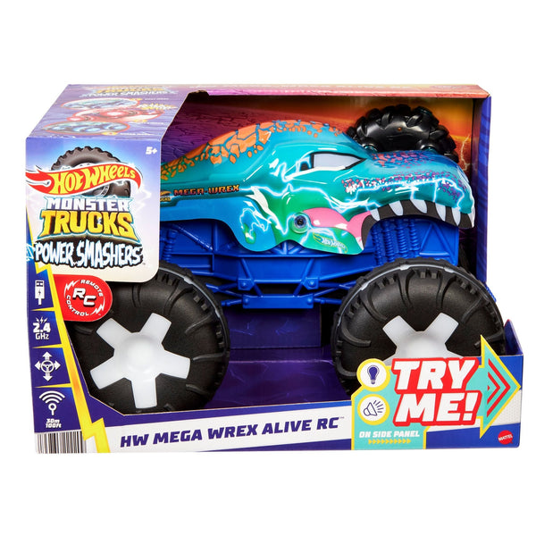 Hot Wheels Monster Truck Remote Controlled 1:15 Scale Mega Wrex Toy Vehicle with Sounds & Lights, Ages 5+ S2