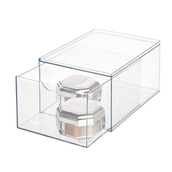 iDesign RPET Stackable Pull-Out Drawer Organizer Bin, Clear T1