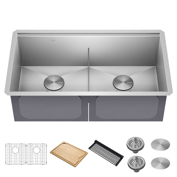 Kraus Kore Undermount Stainless Steel Single Bowl Kitchen Sink with Add-Ons, 33x19x11-in G2
