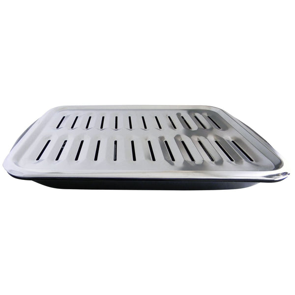 Laser 62250 2-in-1 Broiler Pan, Chrome/Porcelain, Dishwasher Safe, Black, 16 x 12.75 x 1.75-in H3